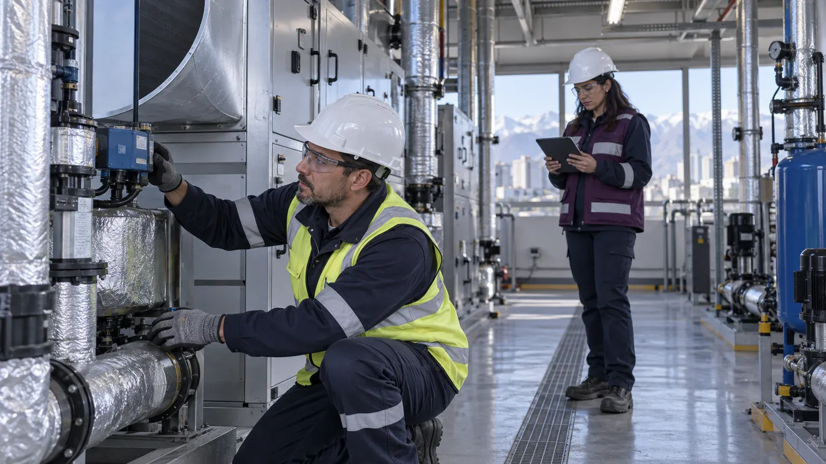 Imagen ilustrativa de un técnico realizando mantenimiento preventivo en instalaciones